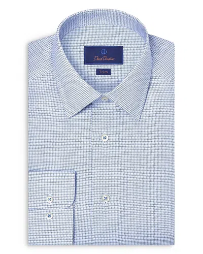 David Donahue Trim Fit Stretch Twill Micro Check Dress Shirt In Blue