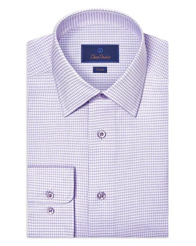 David Donahue Trim Fit Stretch Twill Micro Check Dress Shirt In Purple