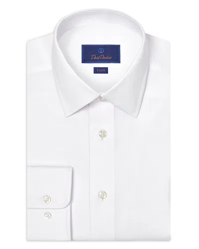 David Donahue Trim Fit Cashmere Blend Solid Twill Dress Shirt In White