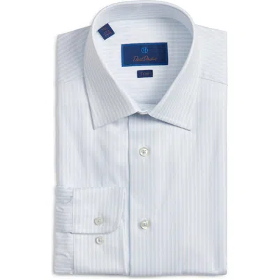 David Donahue Trim Fit Stripe Cotton Dress Shirt In Blue