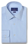 David Donahue Slim Fit Pinstripe Cotton Twill Dress Shirt In White/blue