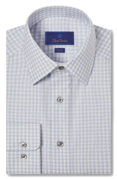 David Donahue Trim Fit Stripe Pima Cotton Herringbone Dress Shirt In Sky/gray