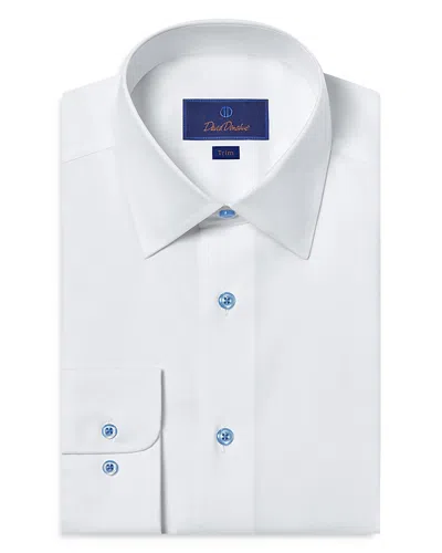 DAVID DONAHUE TRIM FIT SUPER FINE TWILL DRESS SHIRT