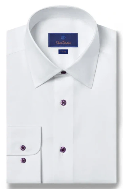 David Donahue Trim Fit Superfine Twill Dress Shirt In White