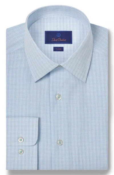 David Donahue Trim Fit Tattersall Check Cotton Dress Shirt In Blue