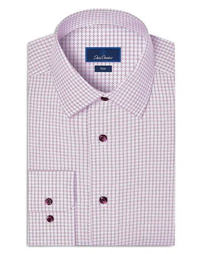David Donahue Trim Fit Textured Check Cotton Dress Shirt In Pink