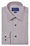 David Donahue Trim Fit Textured Cotton Dobby Dress Shirt In Brown