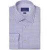 David Donahue Trim Fit Textured Dobby Check Dress Shirt In Blue