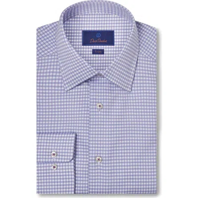 David Donahue Trim Fit Textured Dobby Check Dress Shirt In Blue