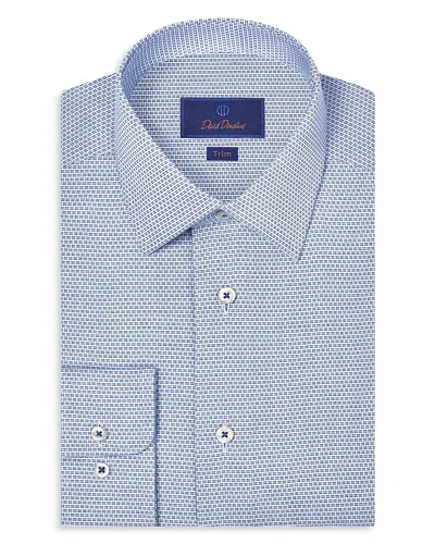 David Donahue Trim Fit Textured Micro Twill Dress Shirt In Blue
