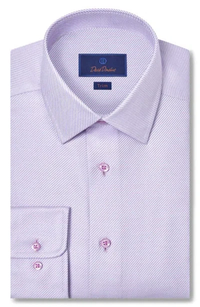 David Donahue Trim Fit Textured Twill Cotton Dress Shirt In Red