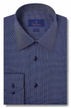David Donahue Trim Fit Micropattern Pima Cotton Dobby Dress Shirt In Blue