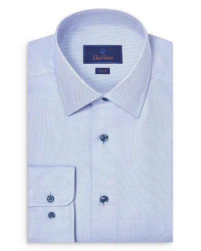 David Donahue Trim Fit Textured Twill Dress Shirt In Blue