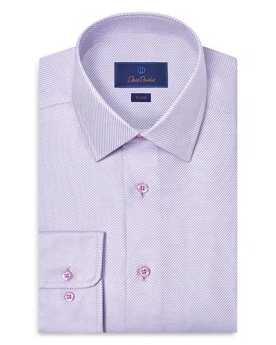 David Donahue Trim Fit Textured Twill Dress Shirt In Purple