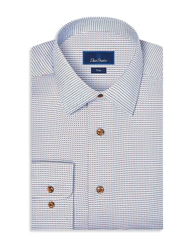 David Donahue Trim Fit Textured Twill Dress Shirt In Blue