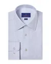 David Donahue Trim Fit Tic Herringbone Dress Shirt In Blue