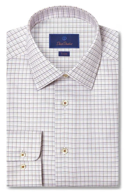 David Donahue Trim Fit Twill Check Cotton Dress Shirt In Pink