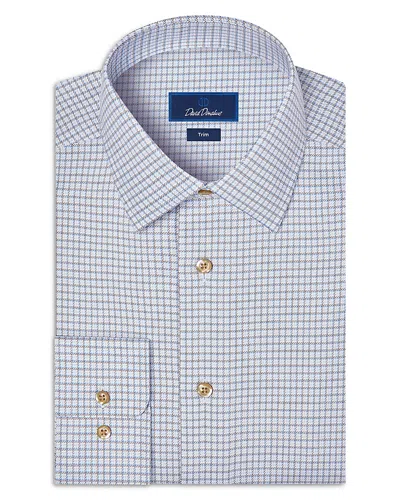 David Donahue Trim Fit Twill Check Cotton Dress Shirt In Blue