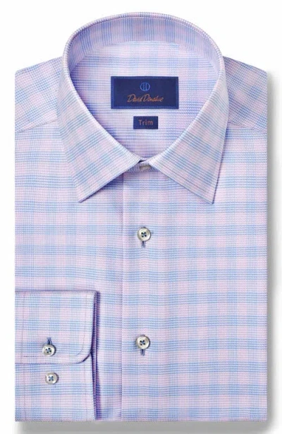 David Donahue Trim Fit Twill Check Dress Shirt In Blue
