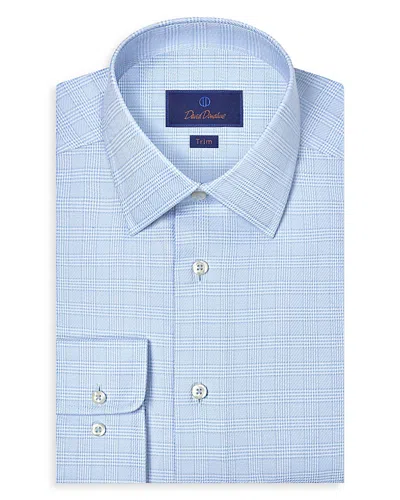 David Donahue Trim Fit Twill Check Dress Shirt In Blue