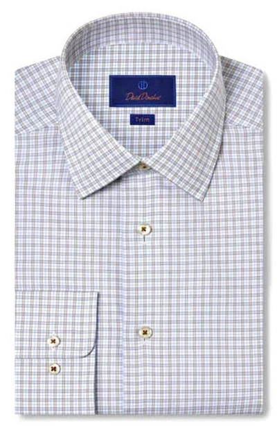 David Donahue Trim Fit Twill Check Dress Shirt In Blue