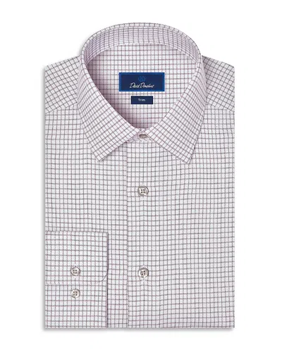 David Donahue Trim Fit Twill Cotton Check Dress Shirt In Multi