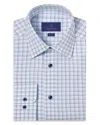 David Donahue Trim Fit Twill Dobby Check Dress Shirt In White/blue