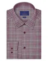 David Donahue Trim Fit Twill Glen Check Dress Shirt In Burgundy