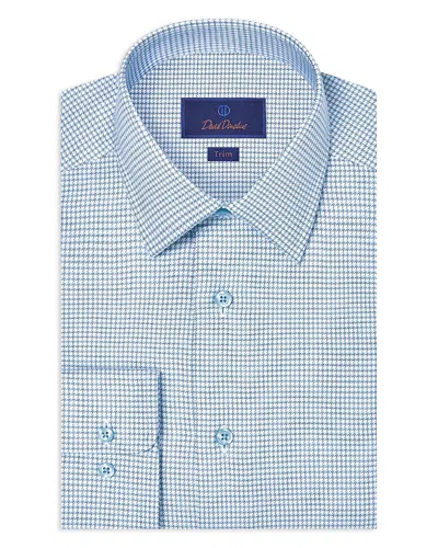 David Donahue Trim Fit Twill Micro Check Dress Shirt In Blue