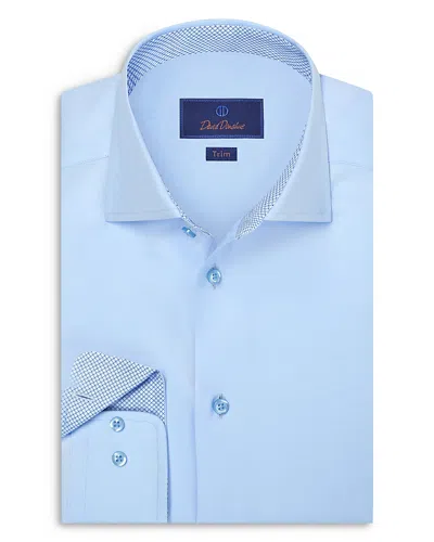 David Donahue Trim Fit Twill Solid Dress Shirt In Blue