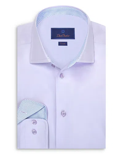 David Donahue Trim Fit Twill Solid Dress Shirt In Purple