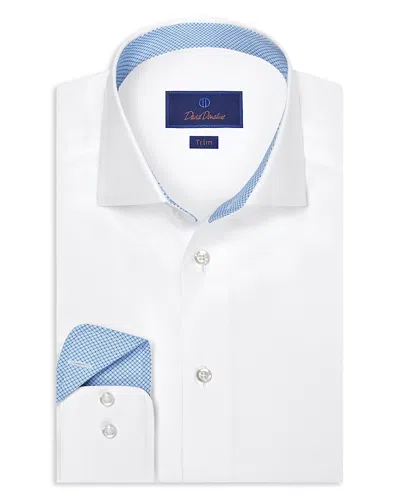 David Donahue Trim Fit Twill Solid Dress Shirt In White