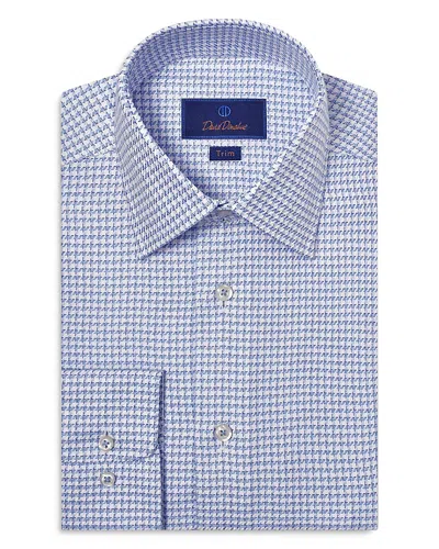 David Donahue Trim Fit Twill Texture Check Dress Shirt In Blue/sky