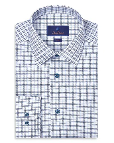 David Donahue Trim Fit Twill Windowpane Check Dress Shirt In Animal Print