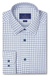 David Donahue Trim Fit Windowpane Check Cotton Dobby Dress Shirt In Blue