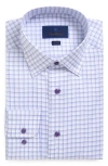 David Donahue Trim Fit Windowpane Cotton Dress Shirt In Multi