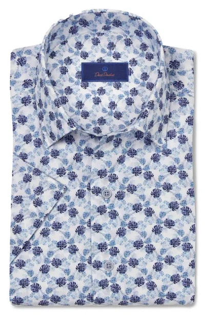 David Donahue Tropical Print Short Sleeve Shirt In Blue