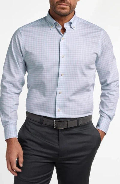 David Donahue Twill Check Cotton Sport Shirt In Blue