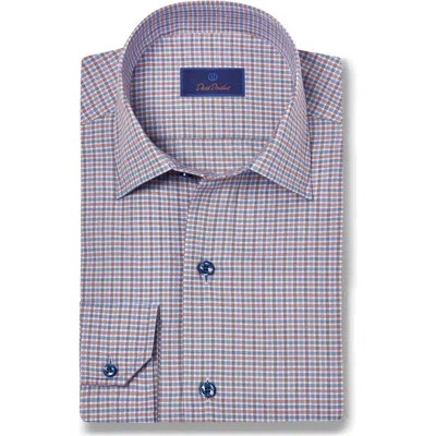 David Donahue Twill Check Sport Shirt In Purple