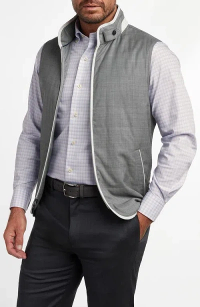 David Donahue Urban Quilted Wool Vest In Gray