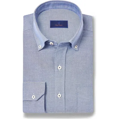 David Donahue Washed Oxford Button-up Shirt In Blue