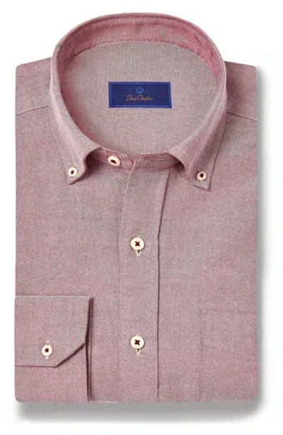 David Donahue Washed Oxford Button-up Shirt In Burgundy