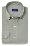 David Donahue Washed Oxford Button-up Shirt In Green