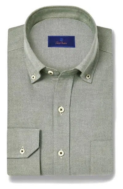 David Donahue Washed Oxford Button-up Shirt In Green