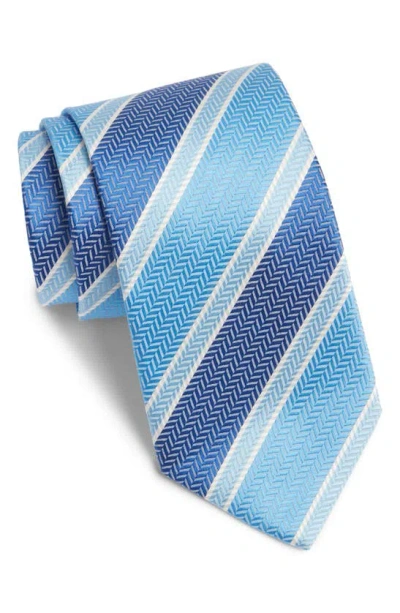 David Donahue X-long Chevron Stripe Silk Tie In Blue