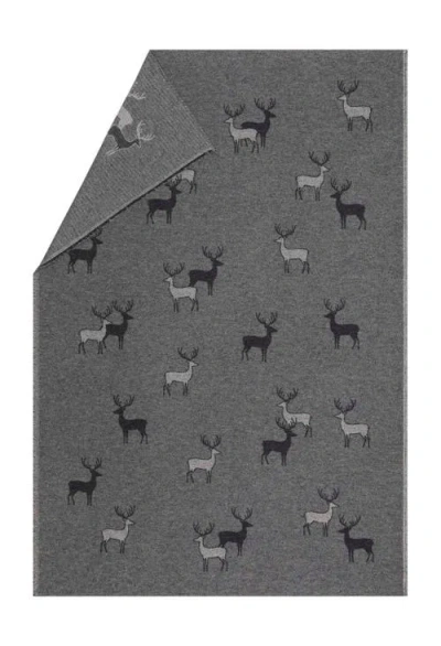 David Fussenegger Luca Pair Of Stags Throw In Charcoal