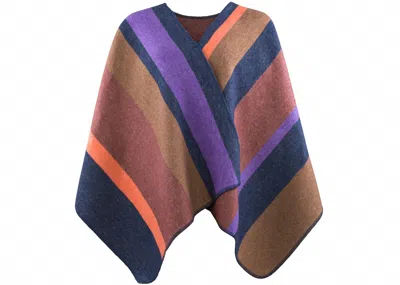 David Fussenegger Silvretta Poncho Blanket In Brown Stripes