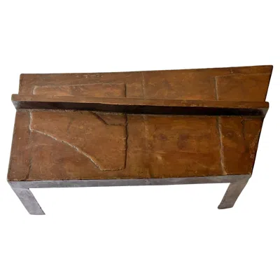 Pre-owned David Hacker Steel Table. Pieced And Welded. Lustrous Waxed Finish. In Brown