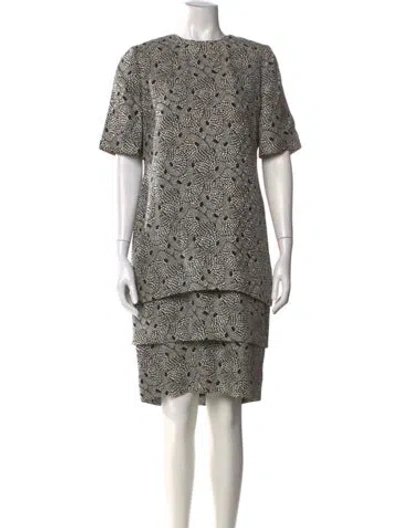 Pre-owned David Hayes Printed Knee-length Dress In Multi