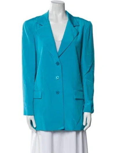 Pre-owned David Hayes Silk Blazer In Blue